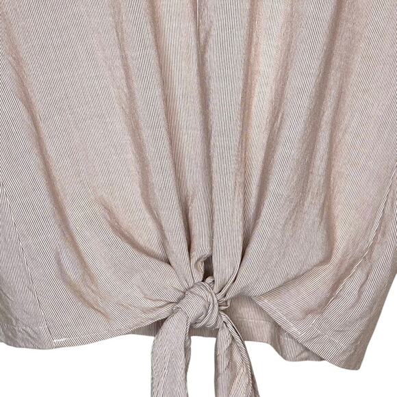 Madewell Button Back Front Tie Tee in Ticking Stripe Size Medium - Picture 2 of 6